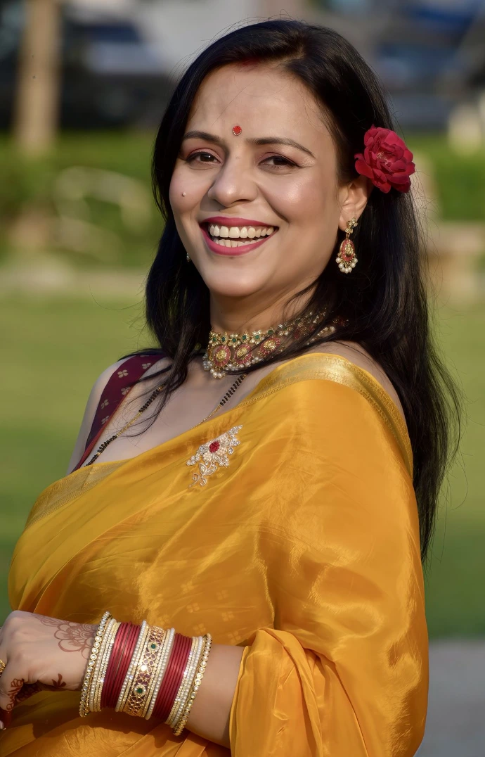 Founder of Lehrata Aanchal wearing yellow saree