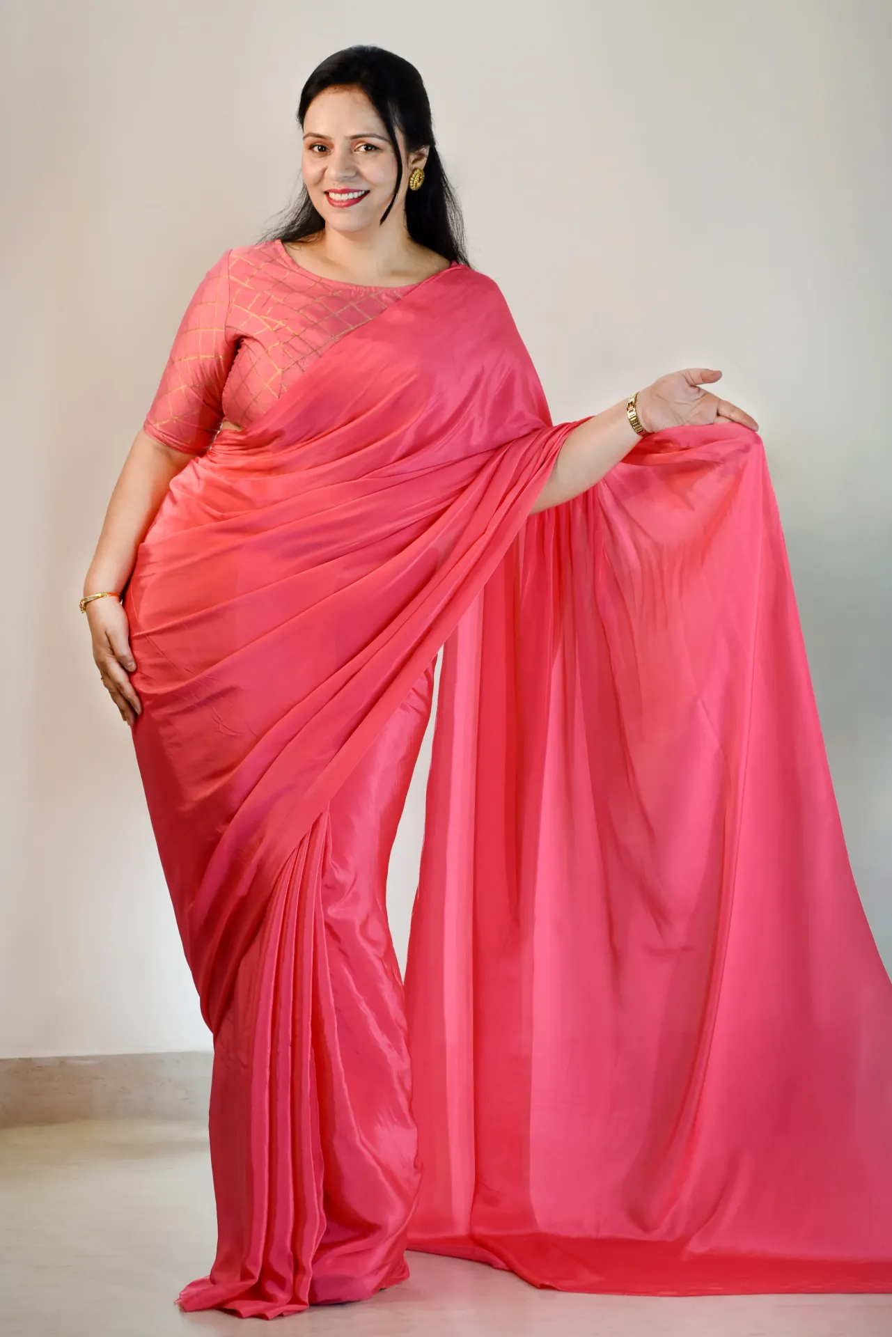 Rosé Radiance Saree